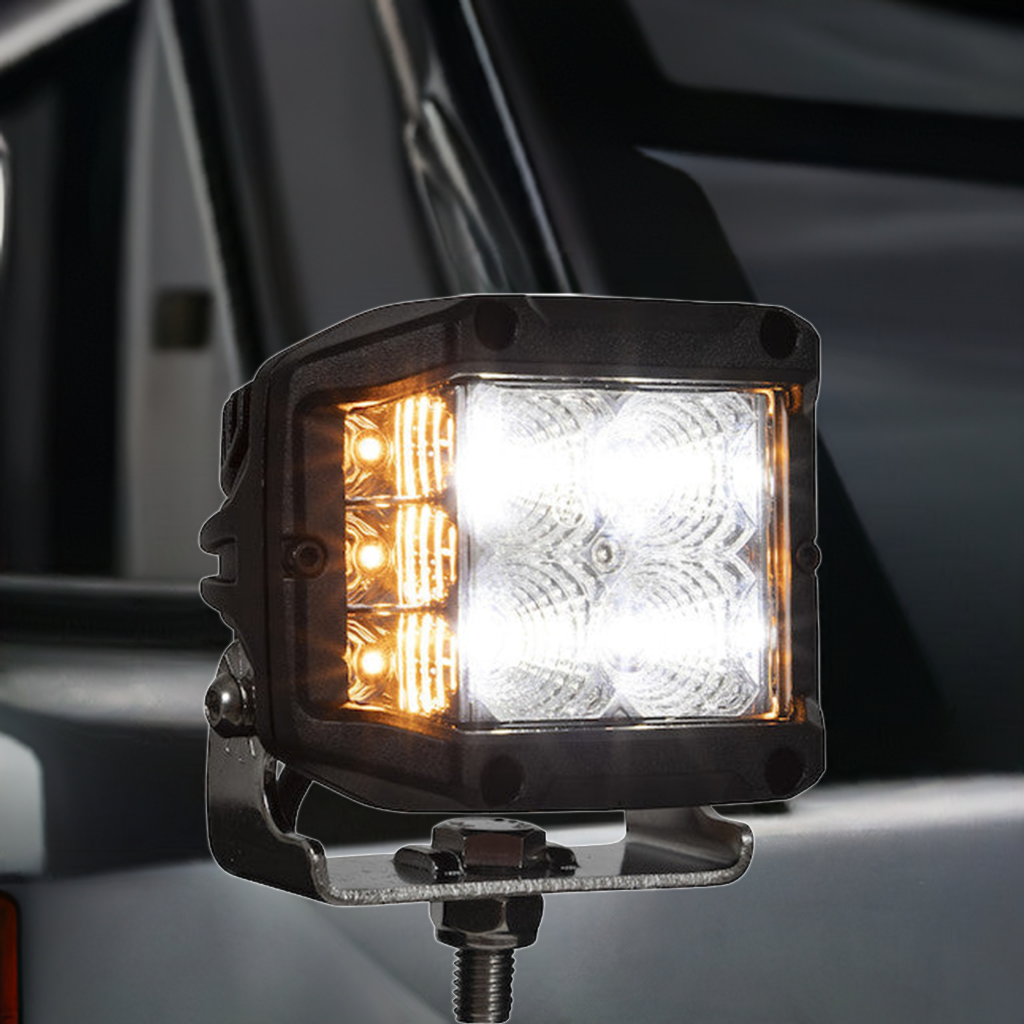 4 INCH WIDE LED FLOOD LIGHT WITH STROBE - SQUARE LENS