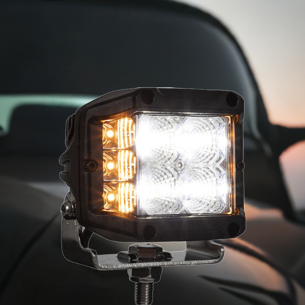 4 INCH WIDE LED FLOOD LIGHT WITH STROBE - SQUARE LENS