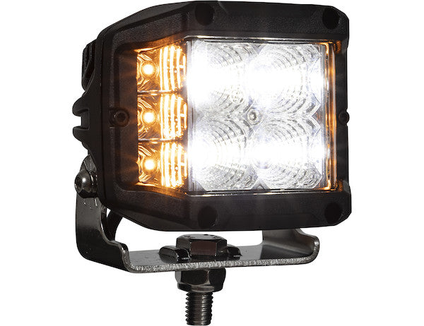 4 INCH WIDE LED FLOOD LIGHT WITH STROBE - SQUARE LENS