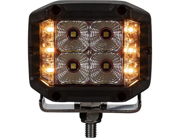 4 INCH WIDE LED FLOOD LIGHT WITH STROBE - SQUARE LENS