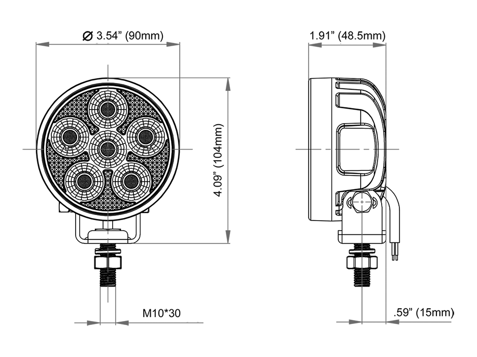3.6" High Flux Mini Round Flood Light with ATCS®
