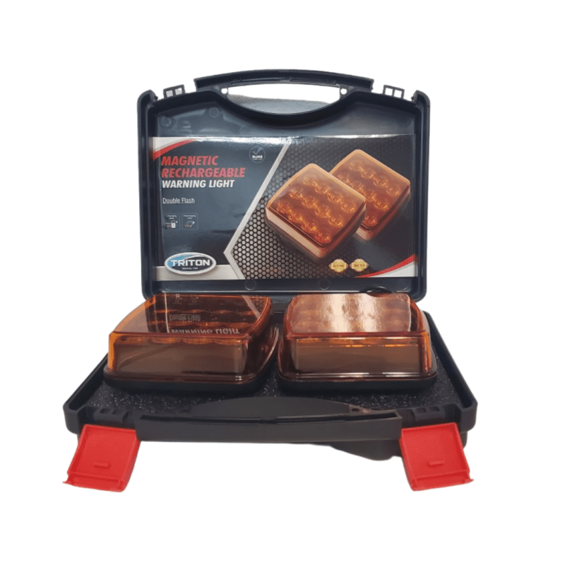 RECHARGEABLE 4" X 4" MAGNETIC LED WARNING LIGHTS W/STORAGE CASE