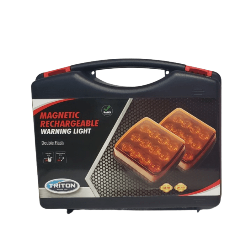 RECHARGEABLE 4" X 4" MAGNETIC LED WARNING LIGHTS W/STORAGE CASE