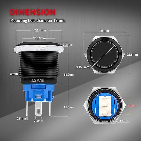 BLACK ROUND PUSH BUTTON