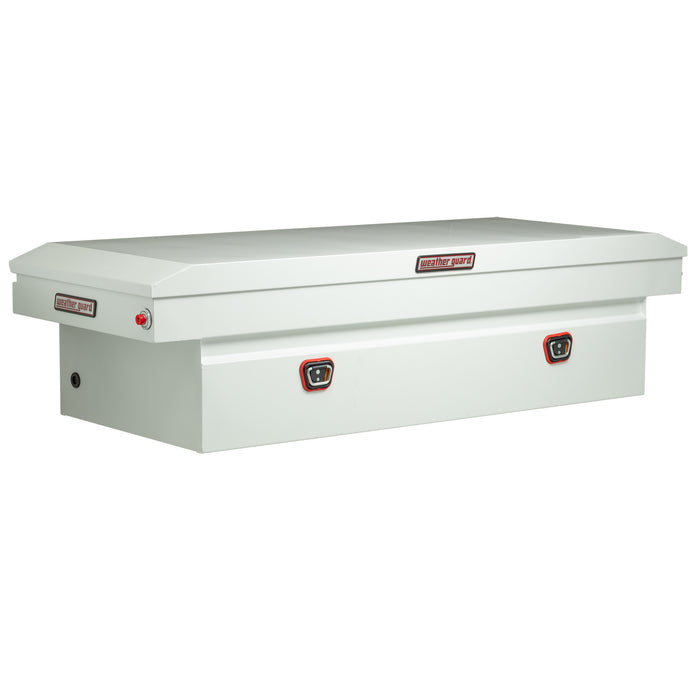 Weather Guard 71.5in. Saddle Box, Width 27.5 in, Body Material Steel, Color Finish Glossy White, Model# 116-3-03