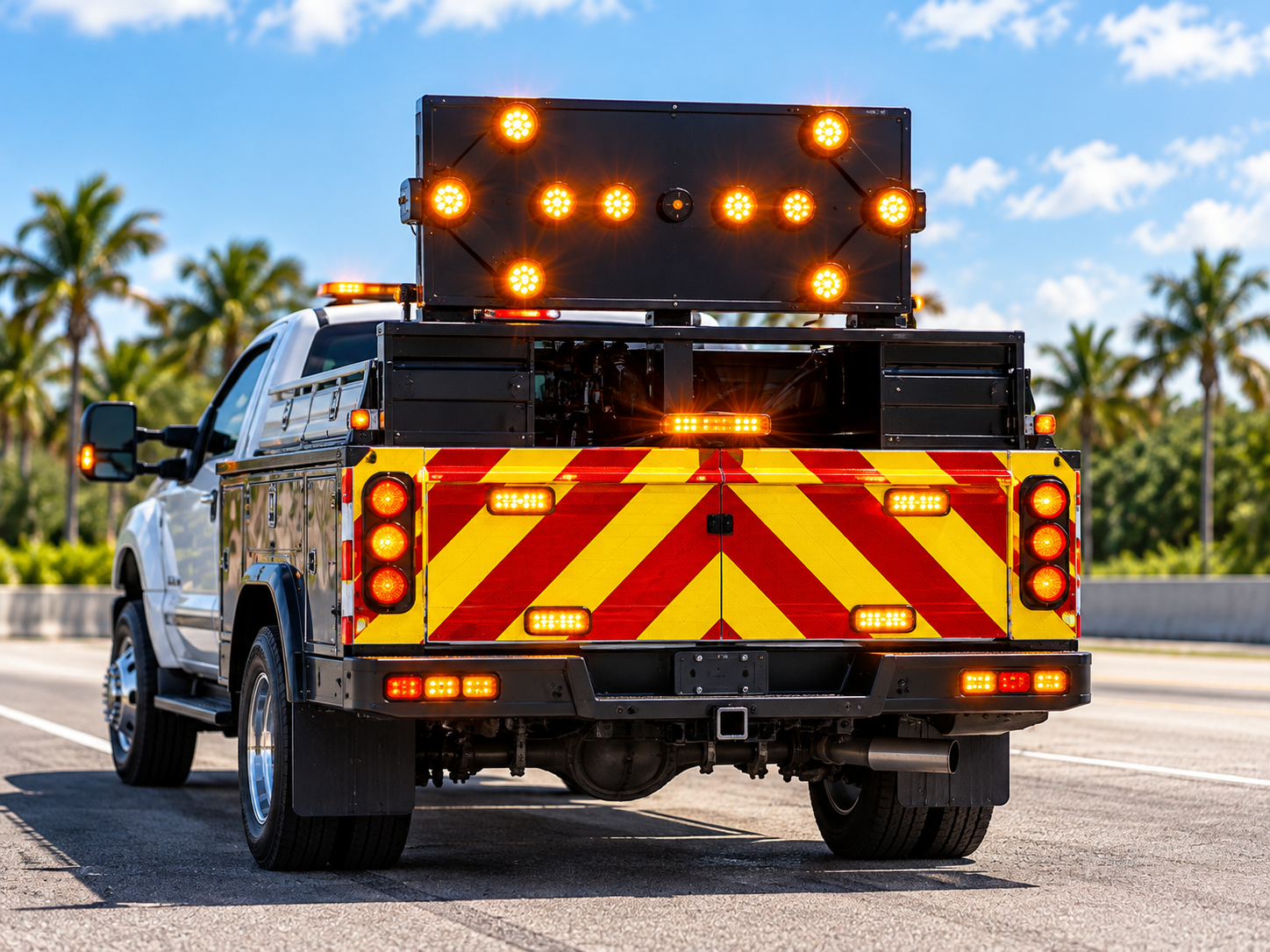 Fleet vehicle with warning lighting