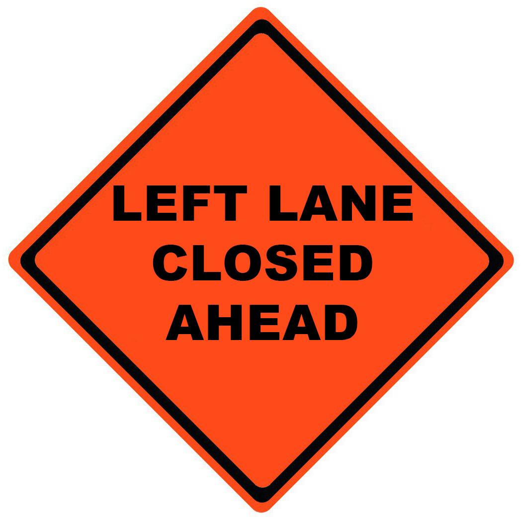 LEFT LANE CLOSED AHEAD 48