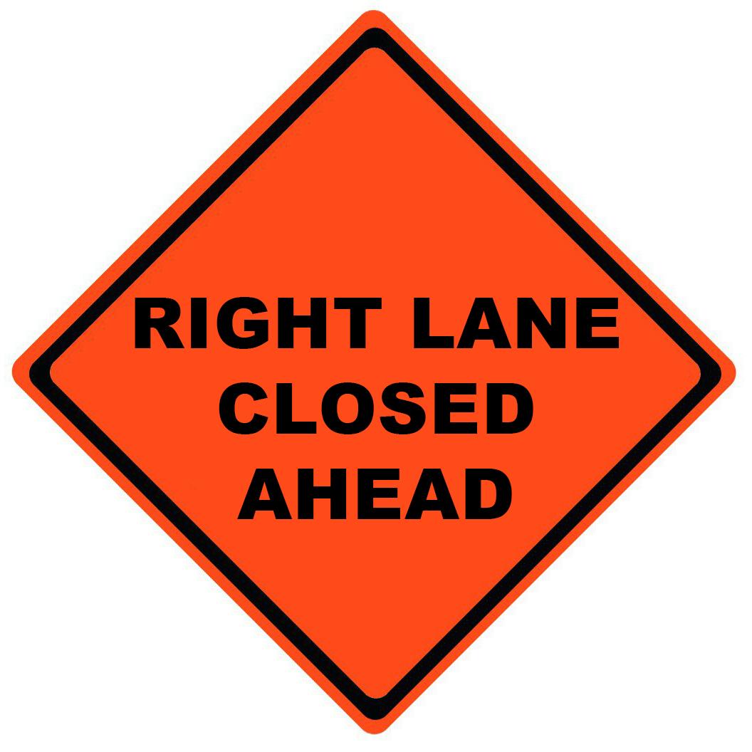 RIGHT LANE CLOSED AHEAD 48" Mesh Sign