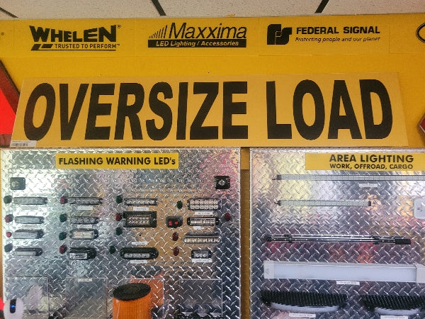 VULCAN Oversize Load Sign For Trucks and Trailers - Hinged Aluminum - 18 Inch x 84 Inch